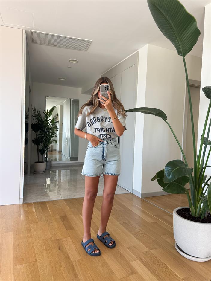 Hawain Denim Şort - Açık Mavi