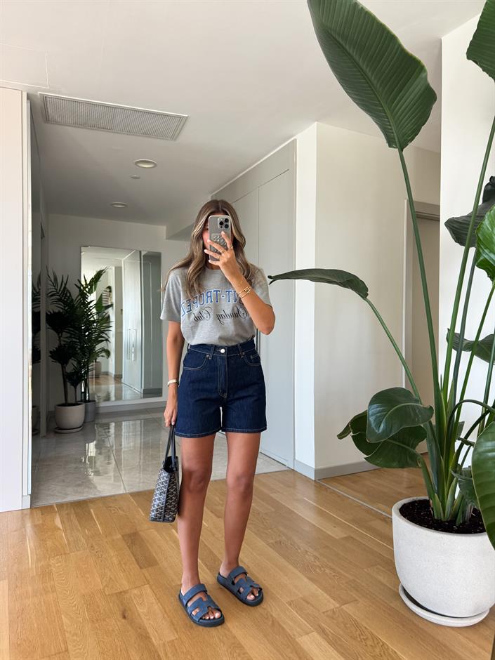 Hawain Denim Şort - Koyu Lacivert