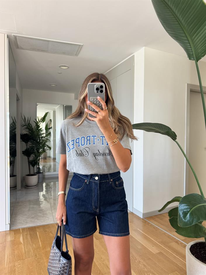 Hawain Denim Şort - Koyu Lacivert