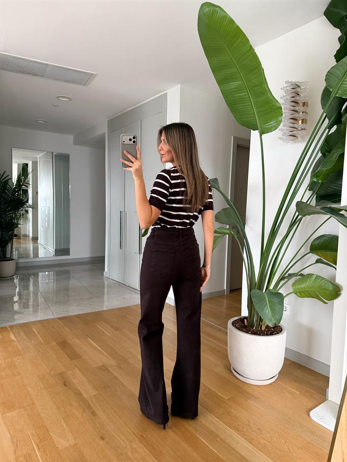 Fujika Geniş Paça Pantolon - Kahve