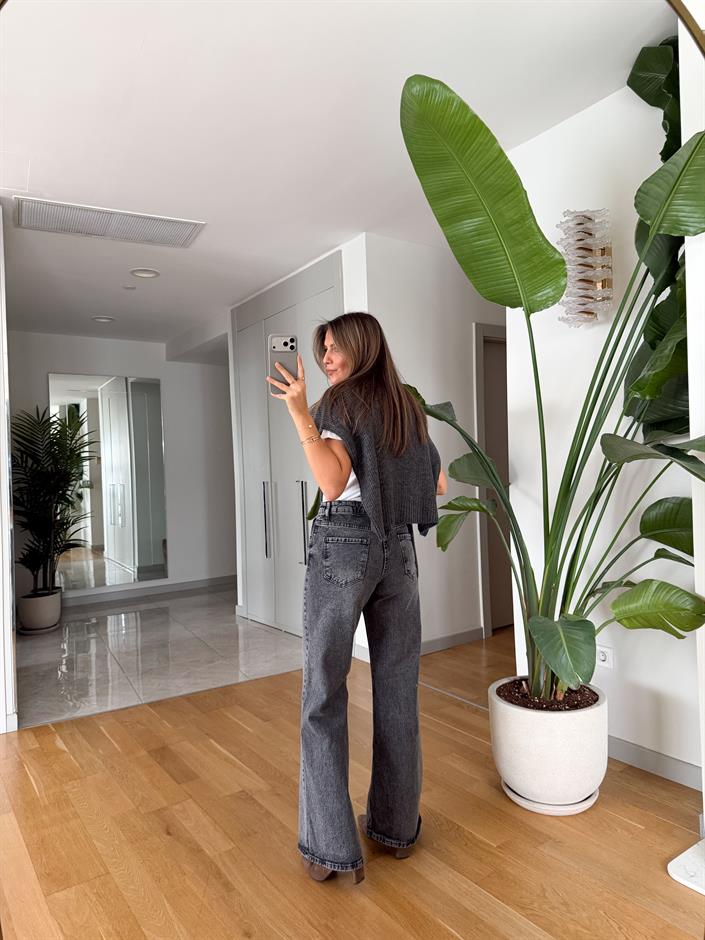 Henry Geniş Paça Tintli Pantolon - Gri