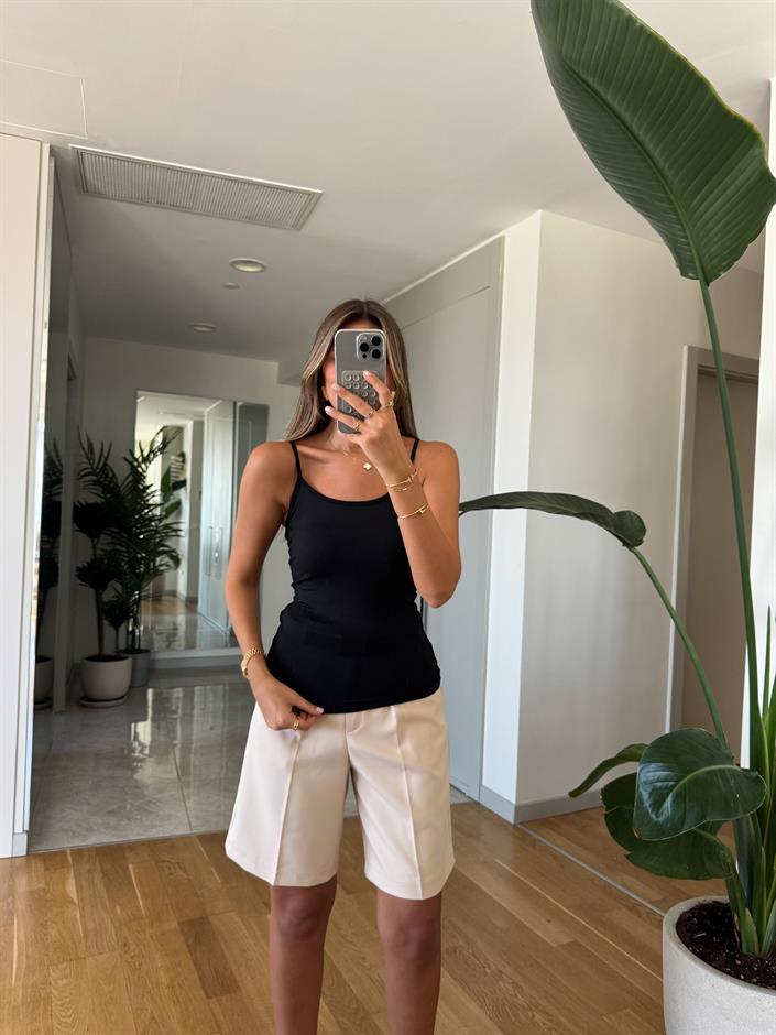 İnce Askılı Poliamid Atlet - Siyah