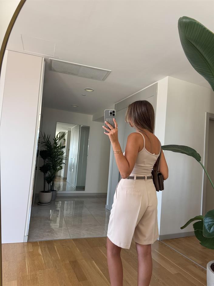 İnce Askılı Poliamid Atlet - Taş