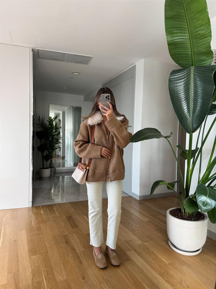 Irana Kesik Paça Jean - Ekru 