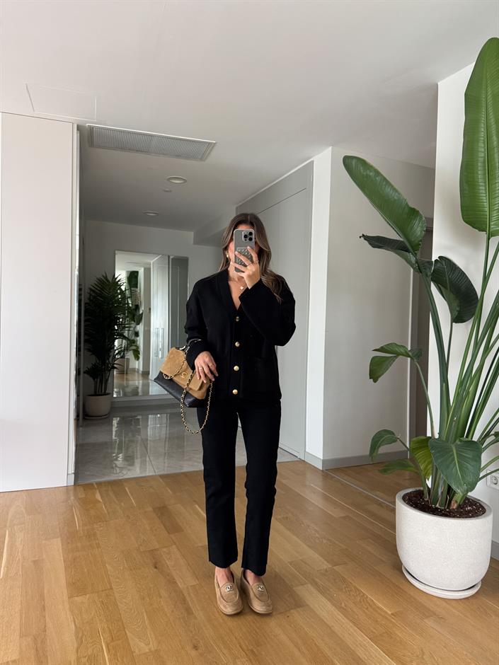 Irana Kesik Paça Jean - Siyah