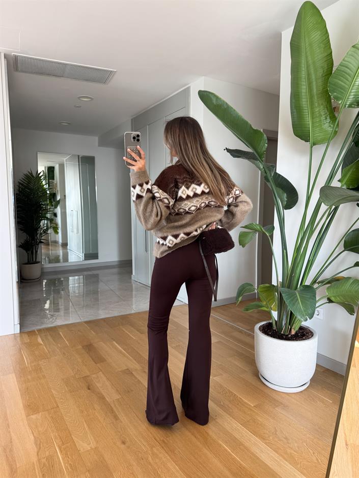 İspanyol Paça Tayt - Kahve