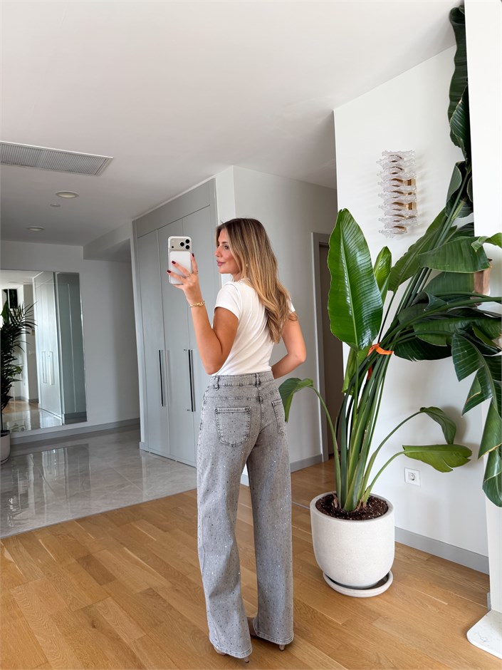 Jack Taşlı Wide Leg Jean