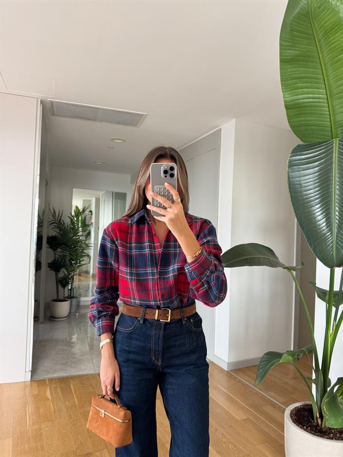 Jane Kırmızı Lacivert Oduncu Gömlek 