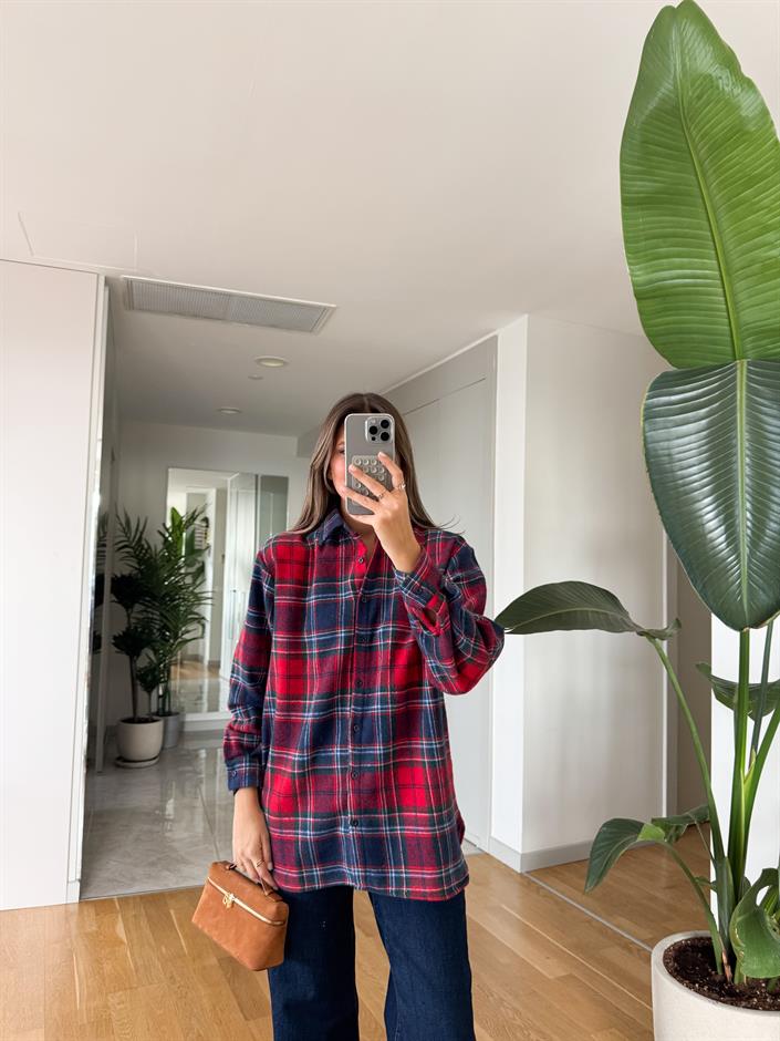 Jane Kırmızı Lacivert Oduncu Gömlek 