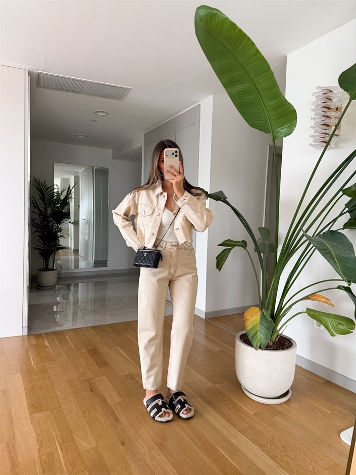 Joyce Mom Fit Jean - Krem