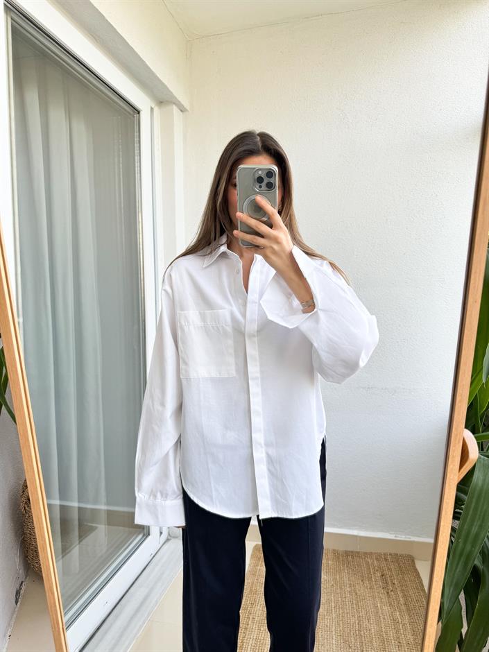 Juan Tek Cepli Gömlek-Beyaz