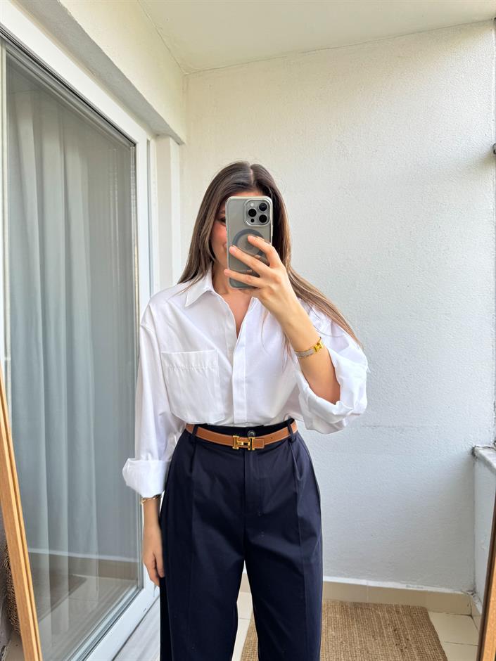 Juan Tek Cepli Gömlek-Beyaz