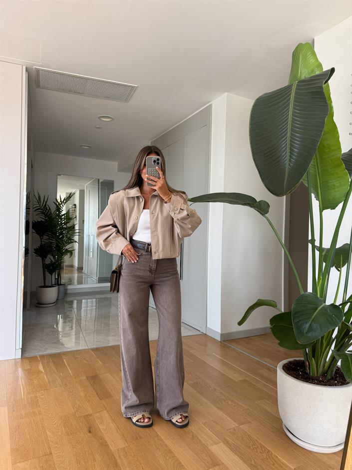 Kahverengi Wide Leg Jean 