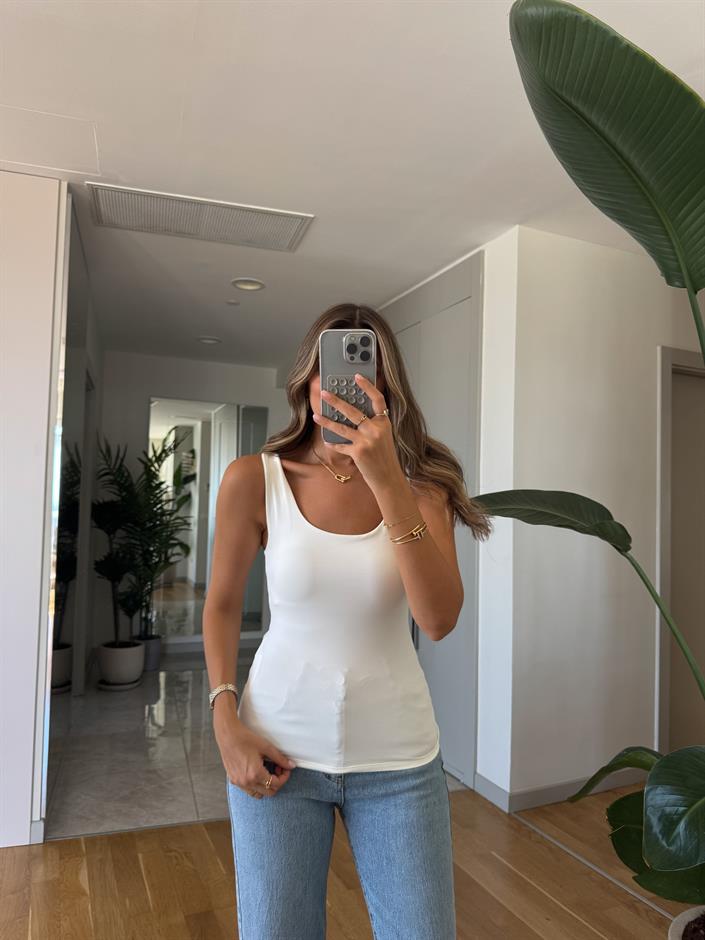 Kalın Askılı Poliamid Atlet - Ekru