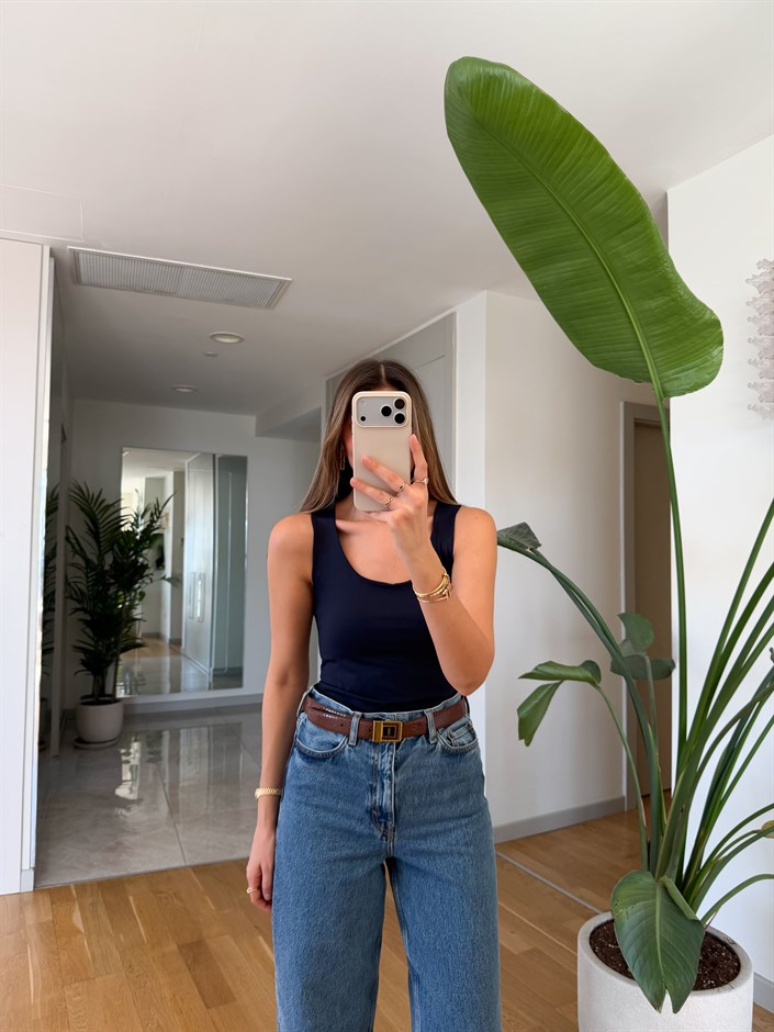 Kalın Askılı Poliamid Atlet - Lacivert