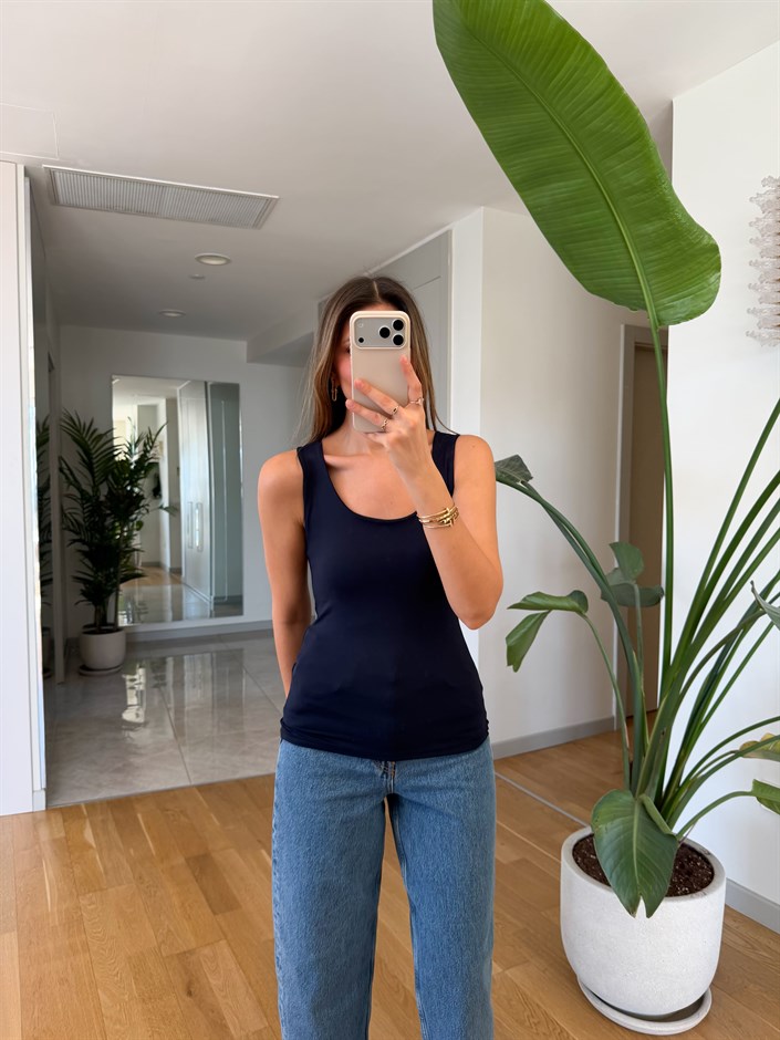 Kalın Askılı Poliamid Atlet - Lacivert