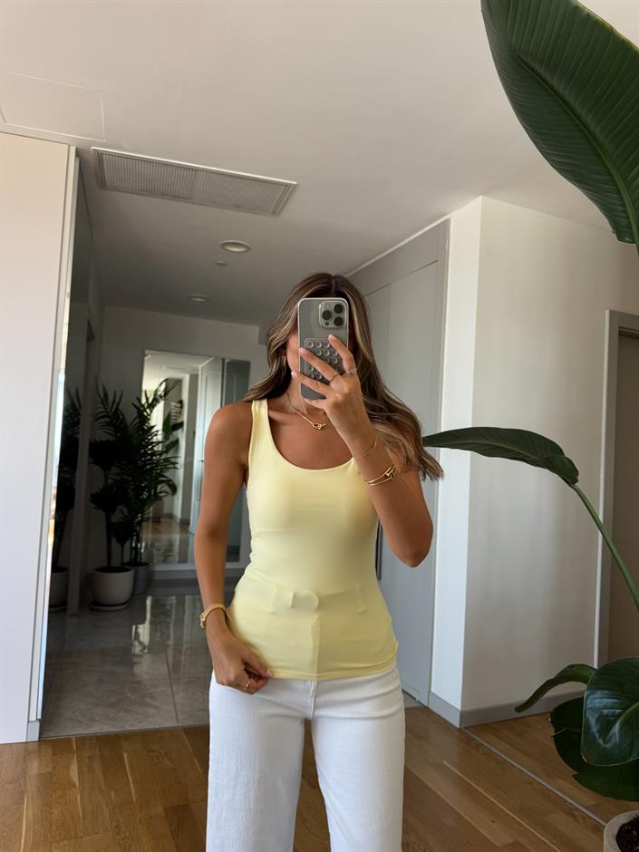 Kalın Askılı Poliamid Atlet - Sarı