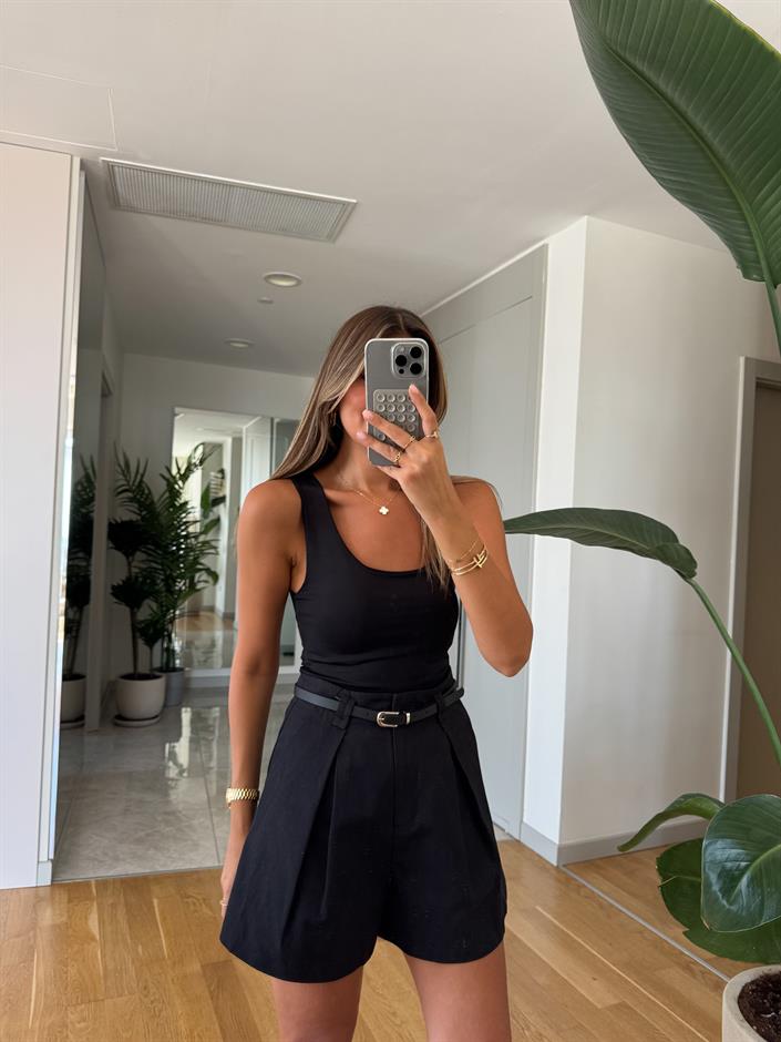 Kalın Askılı Poliamid Atlet - Siyah