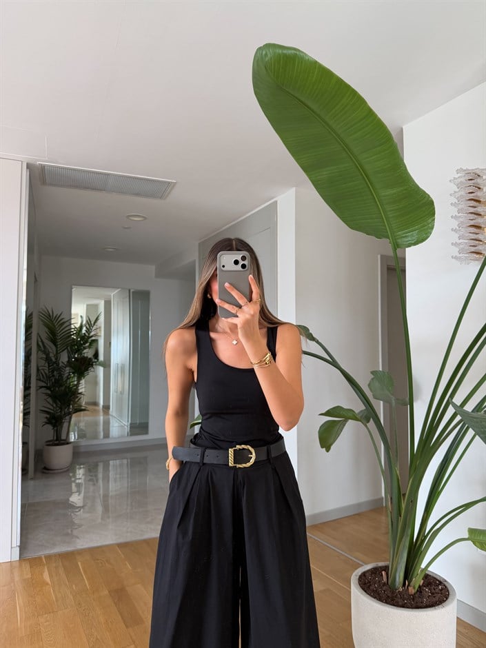 Kalın Askılı Poliamid Atlet - Siyah