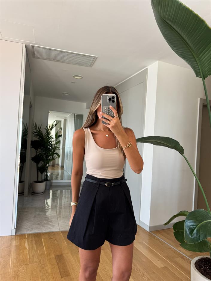 Kalın Askılı Poliamid Atlet - Taş