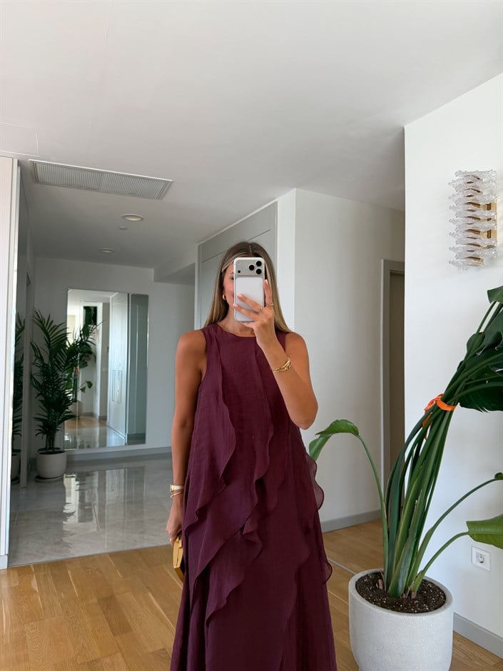 Kat Kat Midi Elbise - Bordo