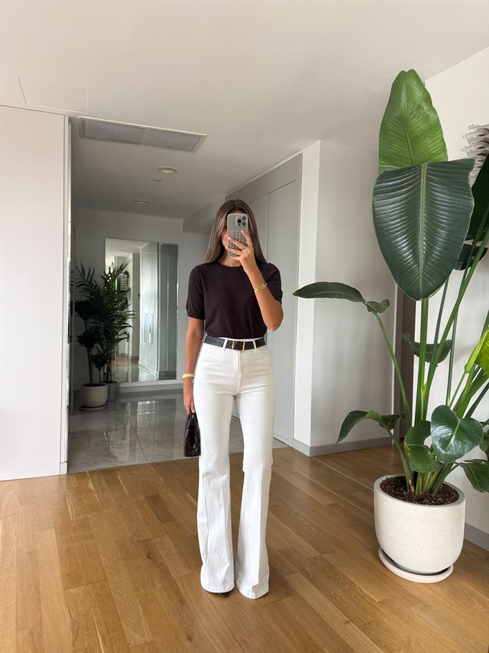 Keith İspanyol Paça Jean - Beyaz