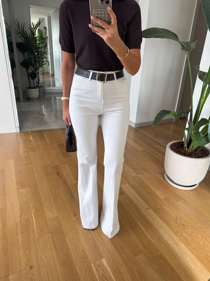 Keith İspanyol Paça Jean - Beyaz