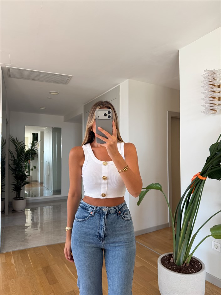 Kera Fitilli Crop Atlet - Beyaz