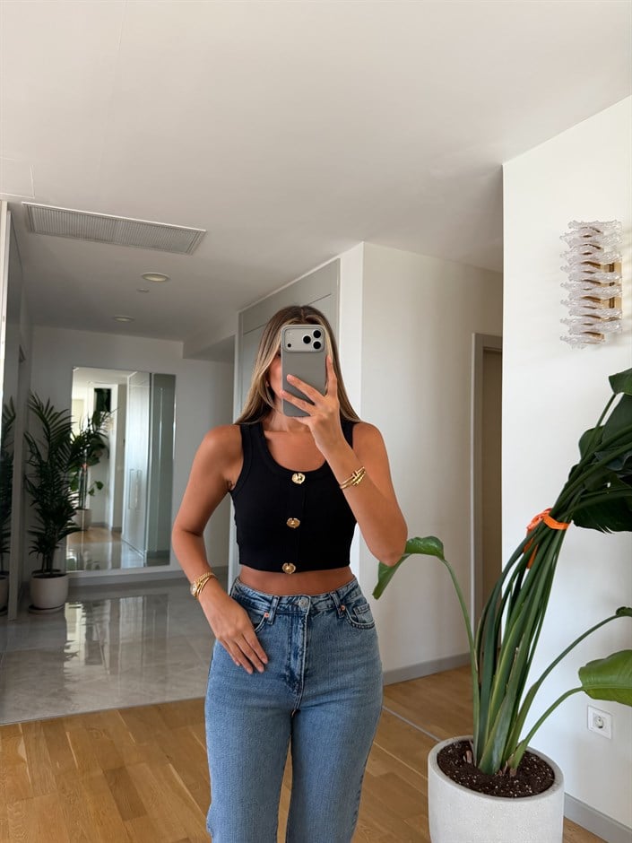 Kera Fitilli Crop Atlet - Siyah