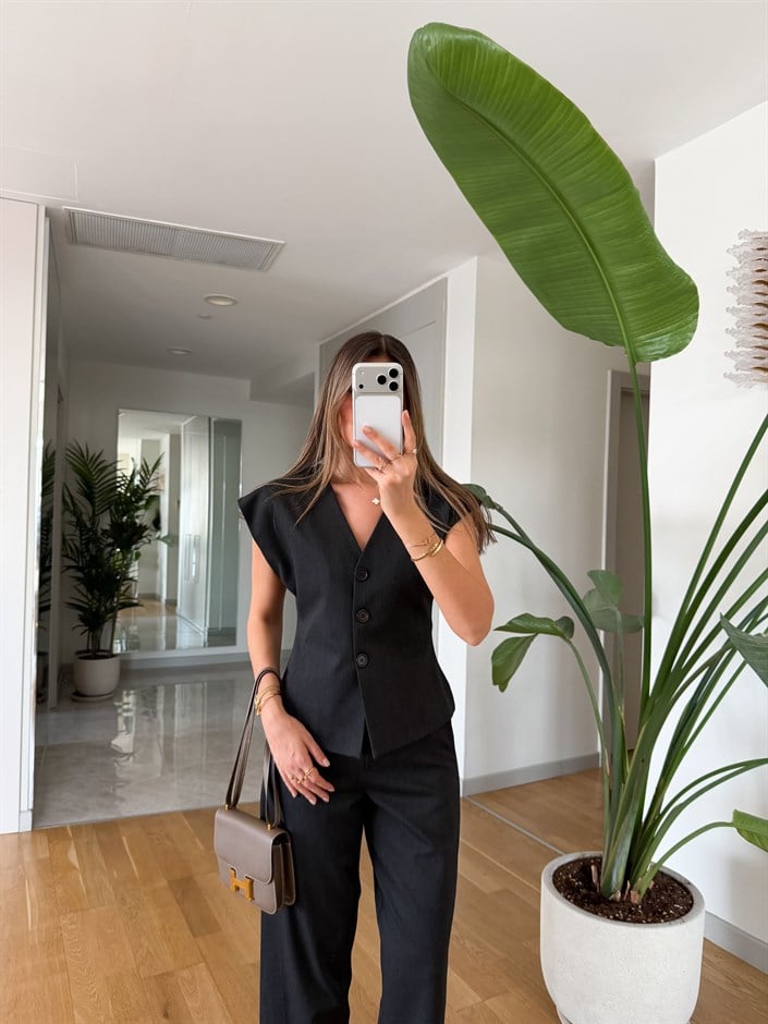 Kinsey Üç Düğmeli Yelek - Antrasit