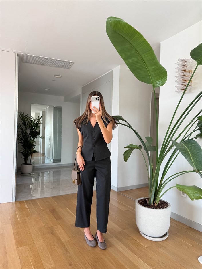 Klasik Düz Kesim Pantolon - Antrasit