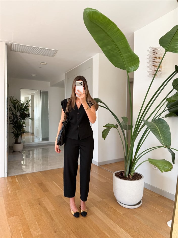 Klasik Düz Kesim Pantolon - Siyah