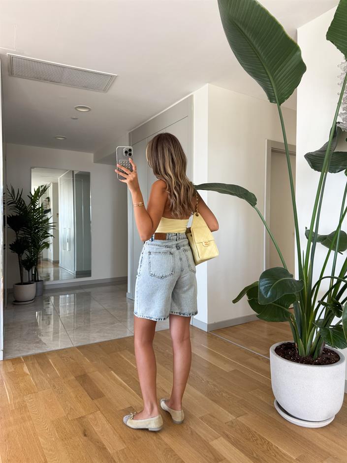 Kleo Şehir Boy Denim Şort  - Açık mavi