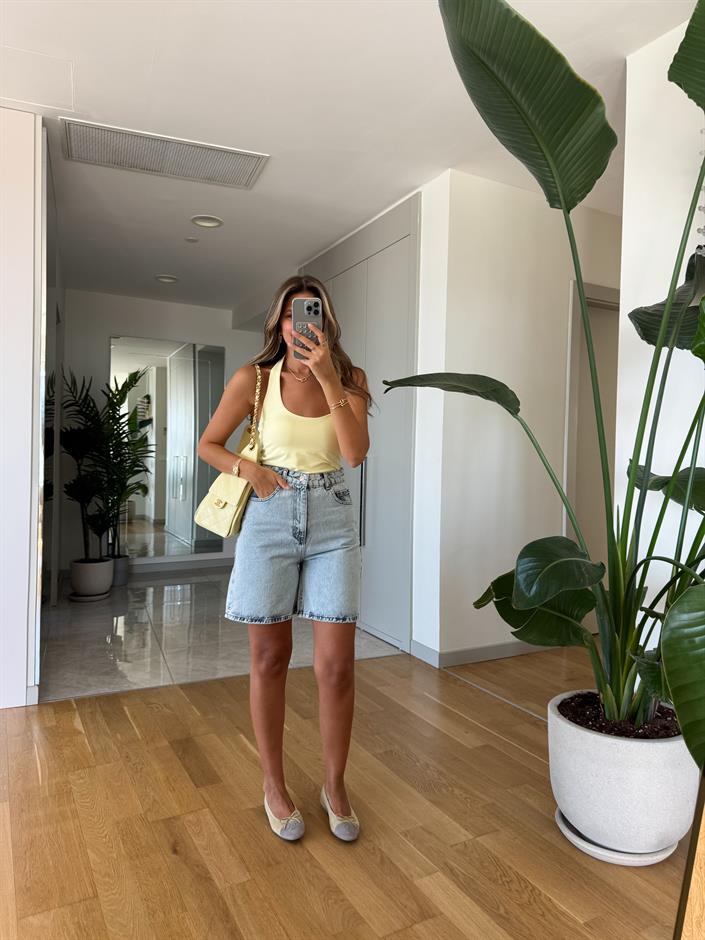 Kleo Şehir Boy Denim Şort  - Açık mavi