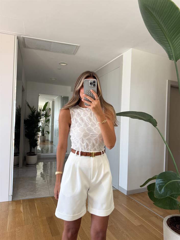 Kolsuz Dantel Bluz - Ekru