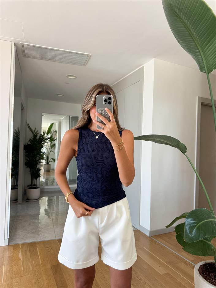 Kolsuz Dantel Bluz - Lacivert