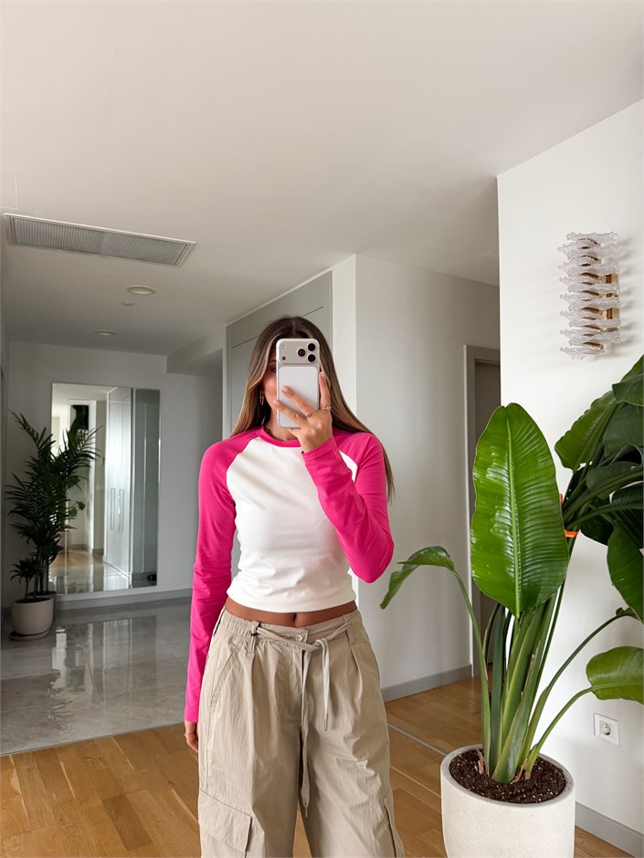 Kontrast Renkli Dar Basic - Pembe