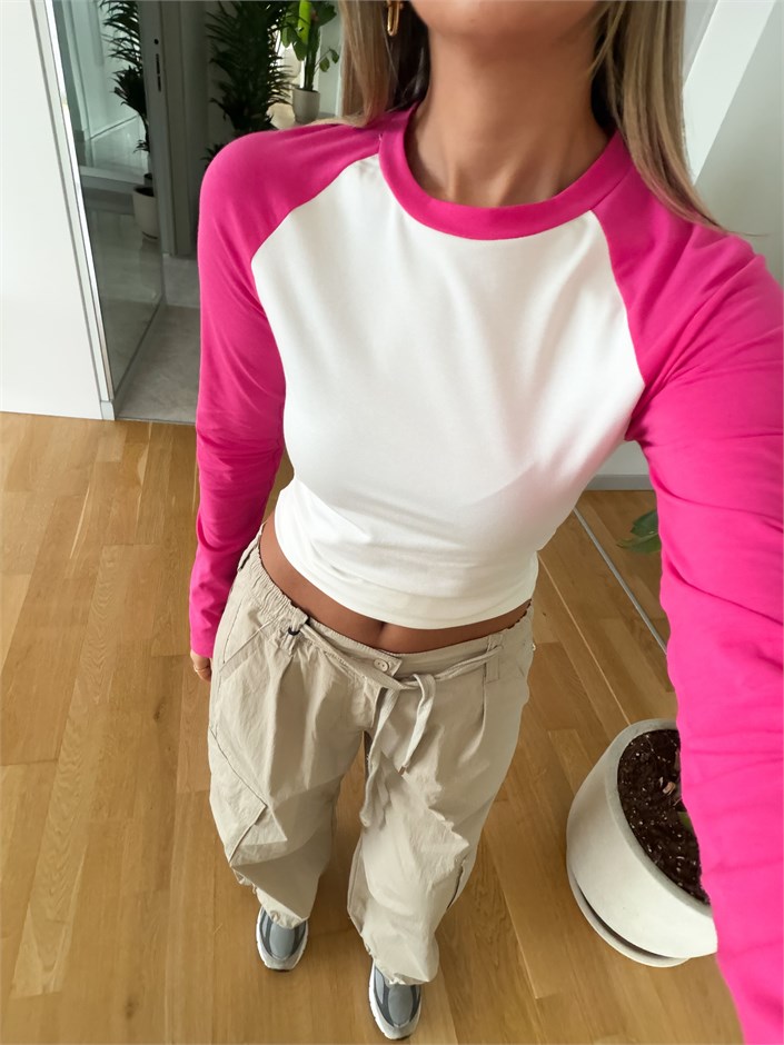 Kontrast Renkli Dar Basic - Pembe