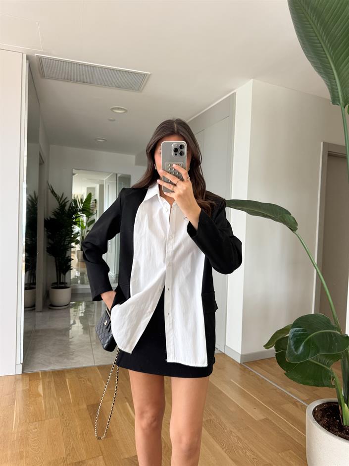 Kontrast Renkli Tasarım Gömlek