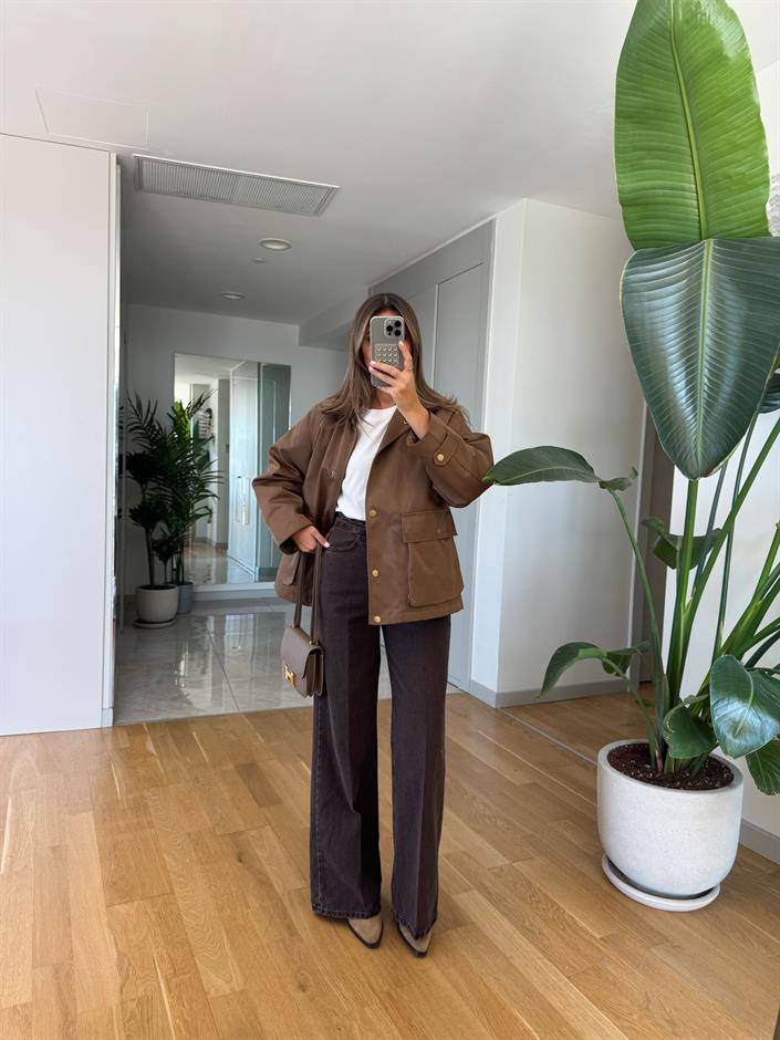 Koyu Kahve Wide Leg Jean