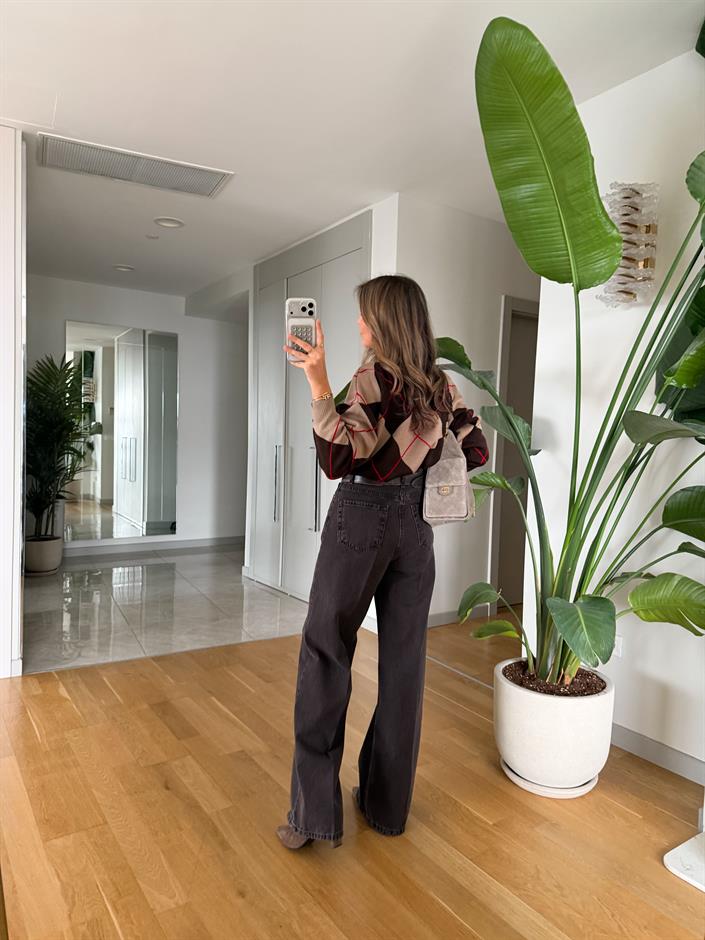 Koyu Kahve Wide Leg Jean