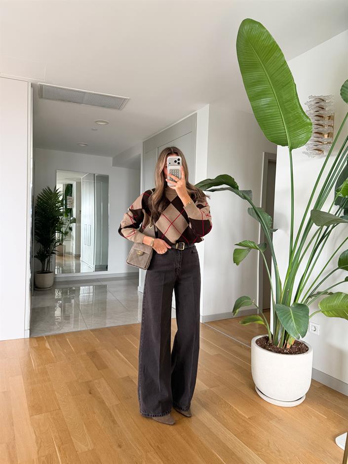 Koyu Kahve Wide Leg Jean