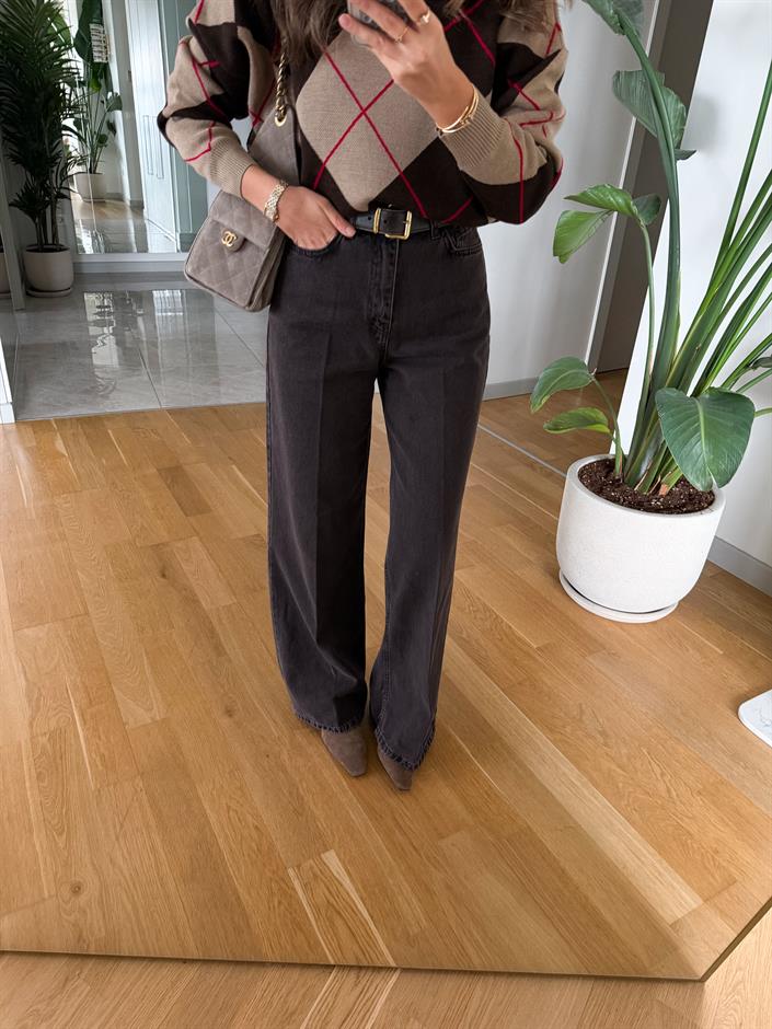Koyu Kahve Wide Leg Jean