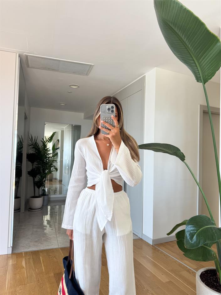Label Bluz Pantolon Takım - Beyaz