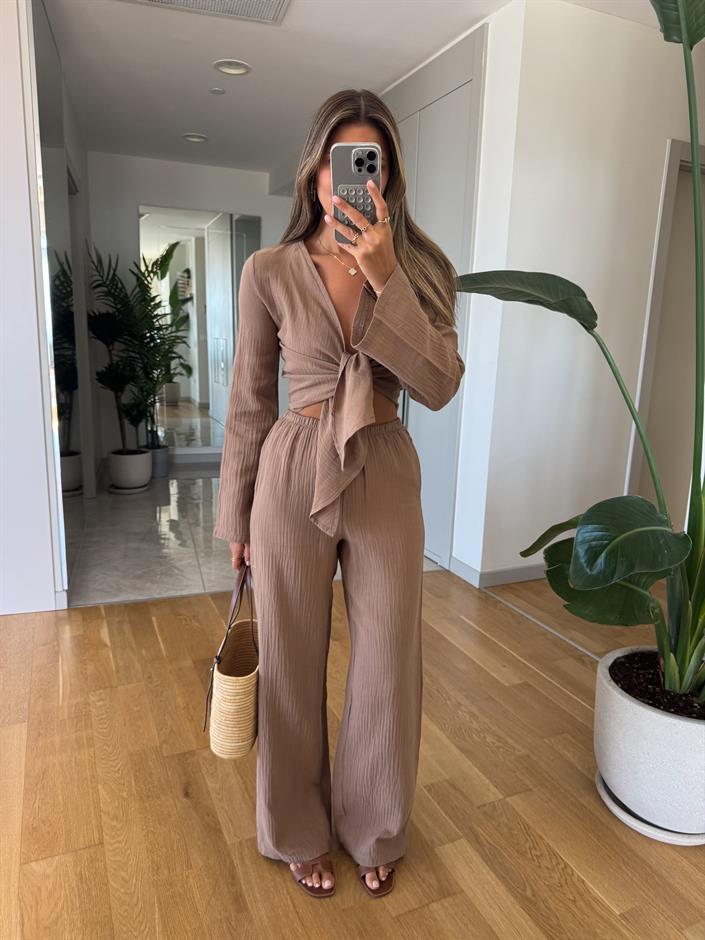 Label Bluz Pantolon Takım - Kahve