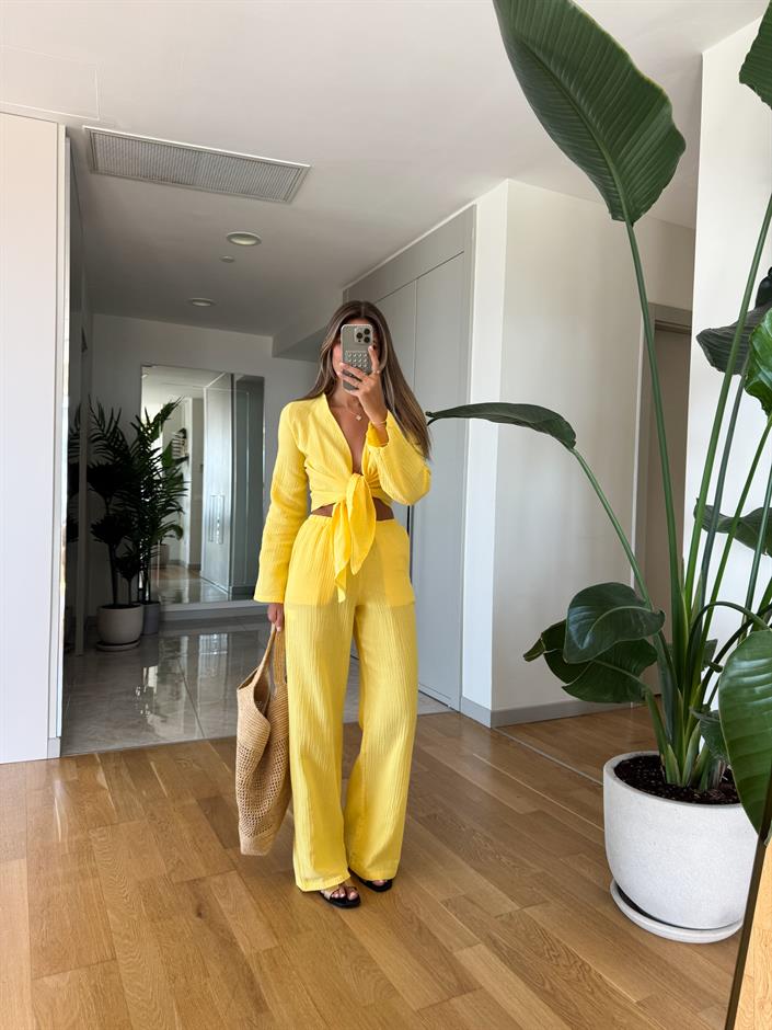 Label Bluz Pantolon Takım - Sarı