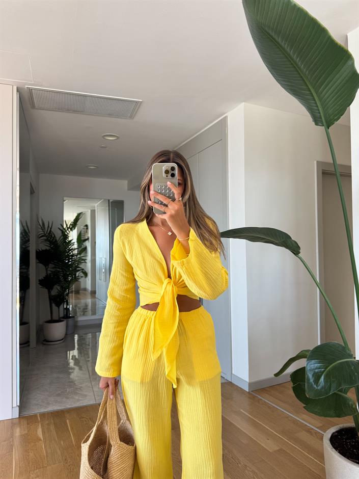 Label Bluz Pantolon Takım - Sarı