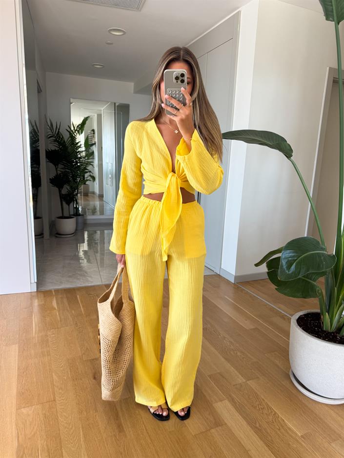 Label Bluz Pantolon Takım - Sarı