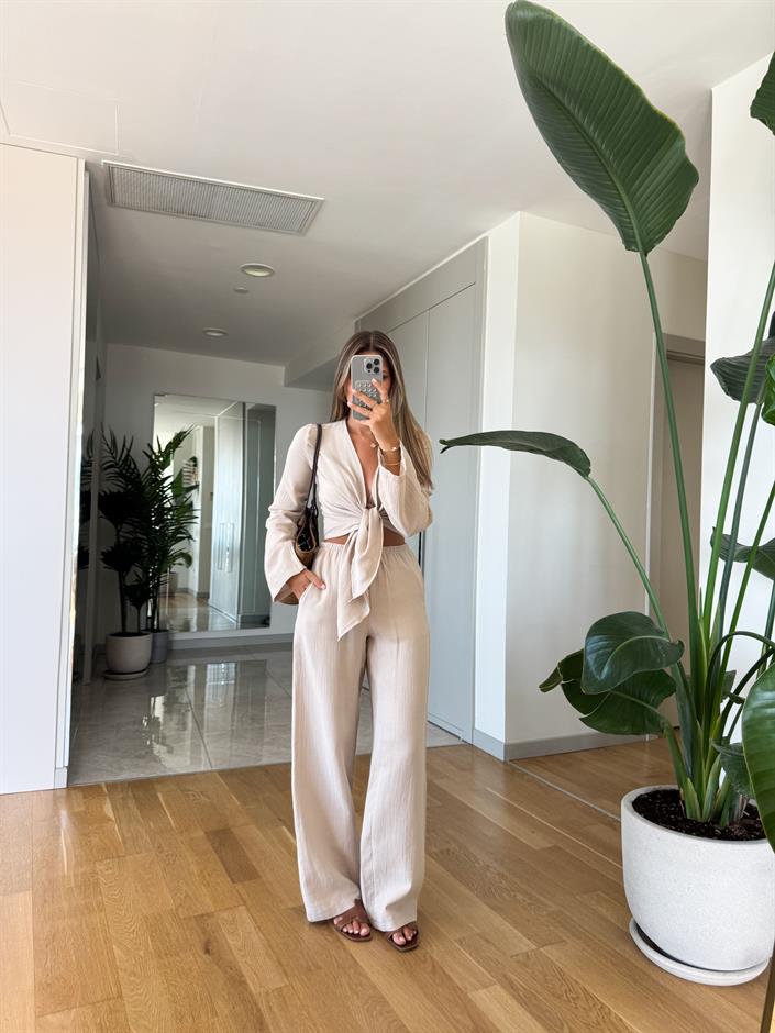 Label Bluz Pantolon Takım - Taş