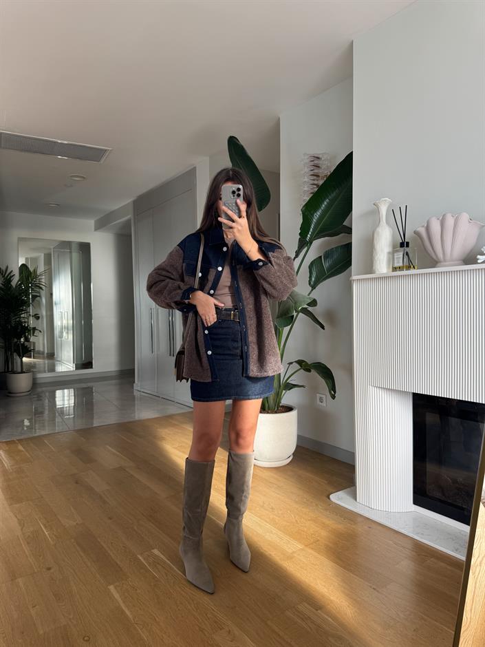 Lacivert Denim Mini Etek